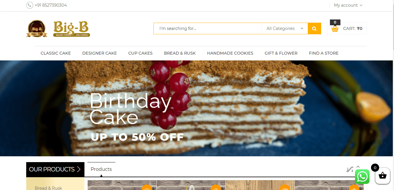 image of online bakery shop website