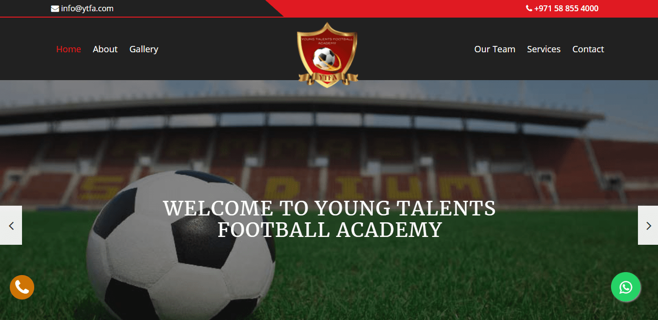 image of football academy website